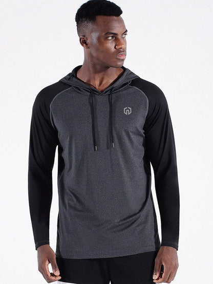 NELEUS Men's Running Shirt Long Sleeve Workout Shirts with Hoods,5102,3 Pack,Dark Grey/Slate Grey/Red,XX-Large