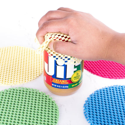 Super Z Outlet 12 Pack Multi-Purpose Manual Jar Gripper Pad Rounds, Bottle Openers, Blue/Green/Red/Yellow