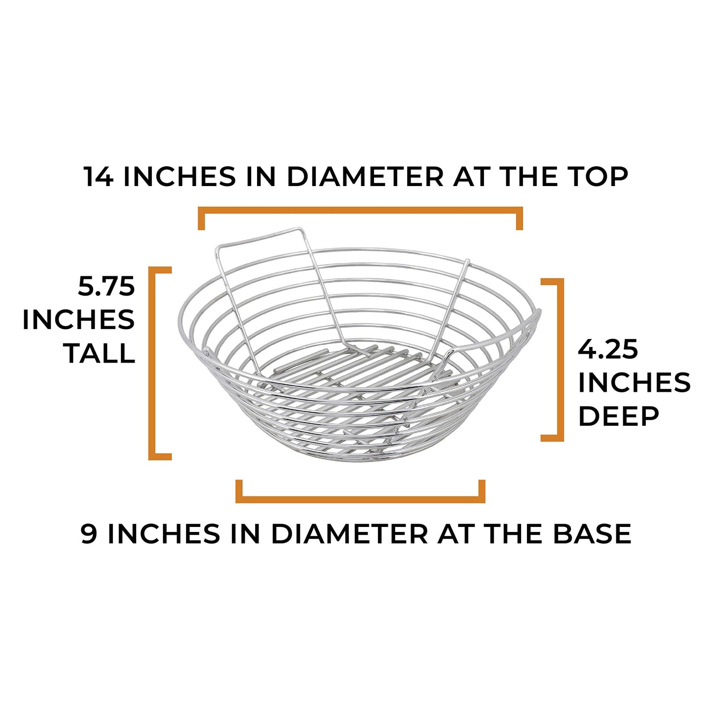 Kick Ash Basket Stainless Steel Charcoal Ash Basket, Fits Big Green Egg Grill, Large - Designed in Wisconsin