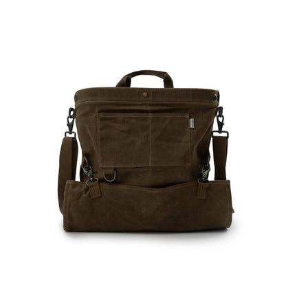 Barebones Harvesting and Gathering Bag - Foraging, Harvest and Fruit Picking Bag with Convertible Straps - Water-Resistant Waxed Canvas Gardening Tool Bag (Dark Khaki)