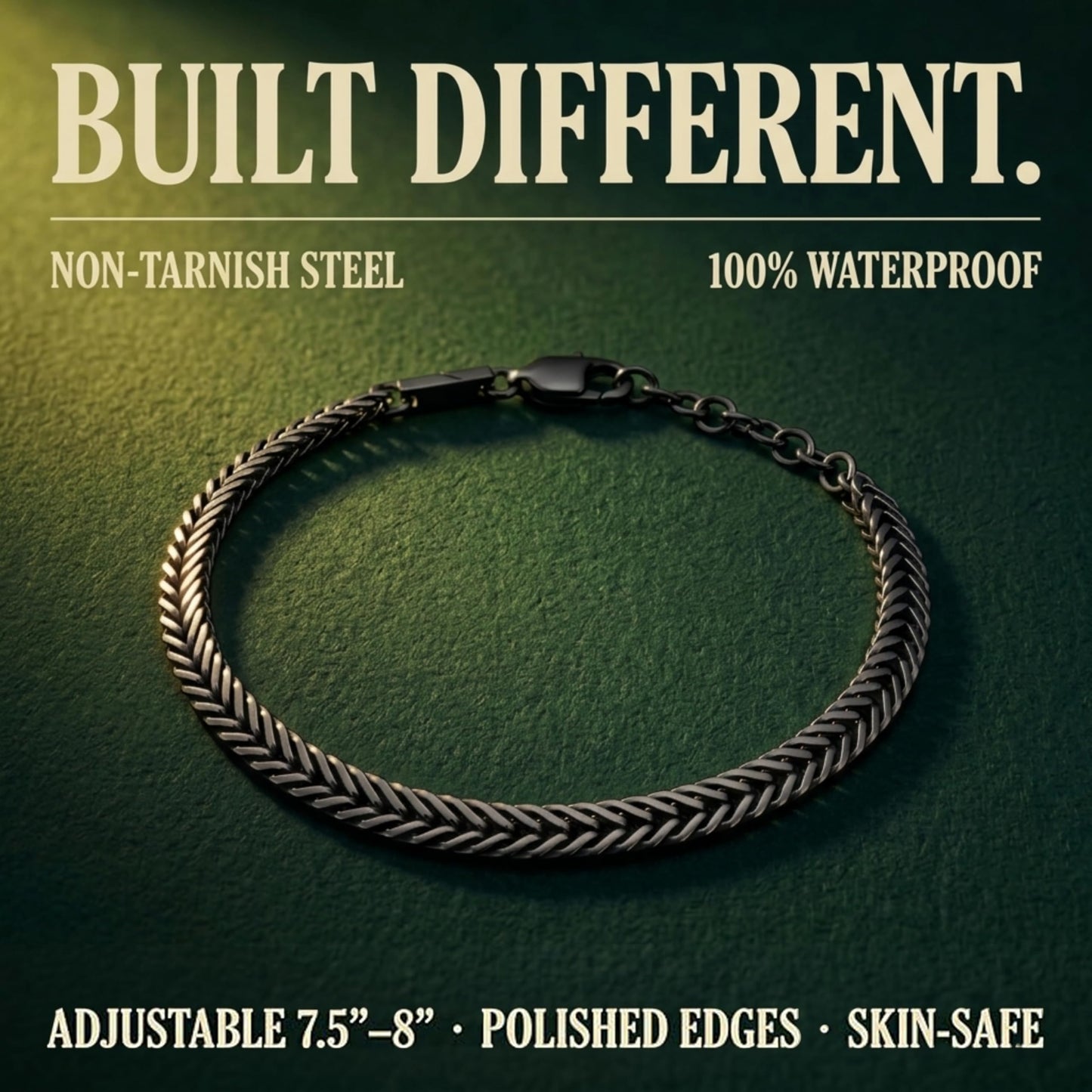 Galis Chain Bracelets For Men - Premium Stainless Steel Mens Bracelet, This Snake Chain is Non Tarnish and suits as Everyday Jewelry - Black Bracelet For Men Stylish Gift For Him 7.5"