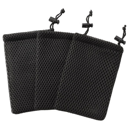 uxcell Nylon Mesh Drawstring Bag, 5 x 3.5 Inch Small Storage Pouch String Bags for Mini Stuff MP3 Charger Earphone Key, 3pcs Travel Kit Organizer for Lipstick Cosmetic Jewelry, Black