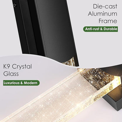 23.5in Large Size Outdoor Wall Light Fixtures with Crystal Bubble Glass, Waterproof Exterior Sconces LED Wall Lanterns, Porch Lights Wall Mounted 10W 3000K Outside Lights for House Front Door Garage