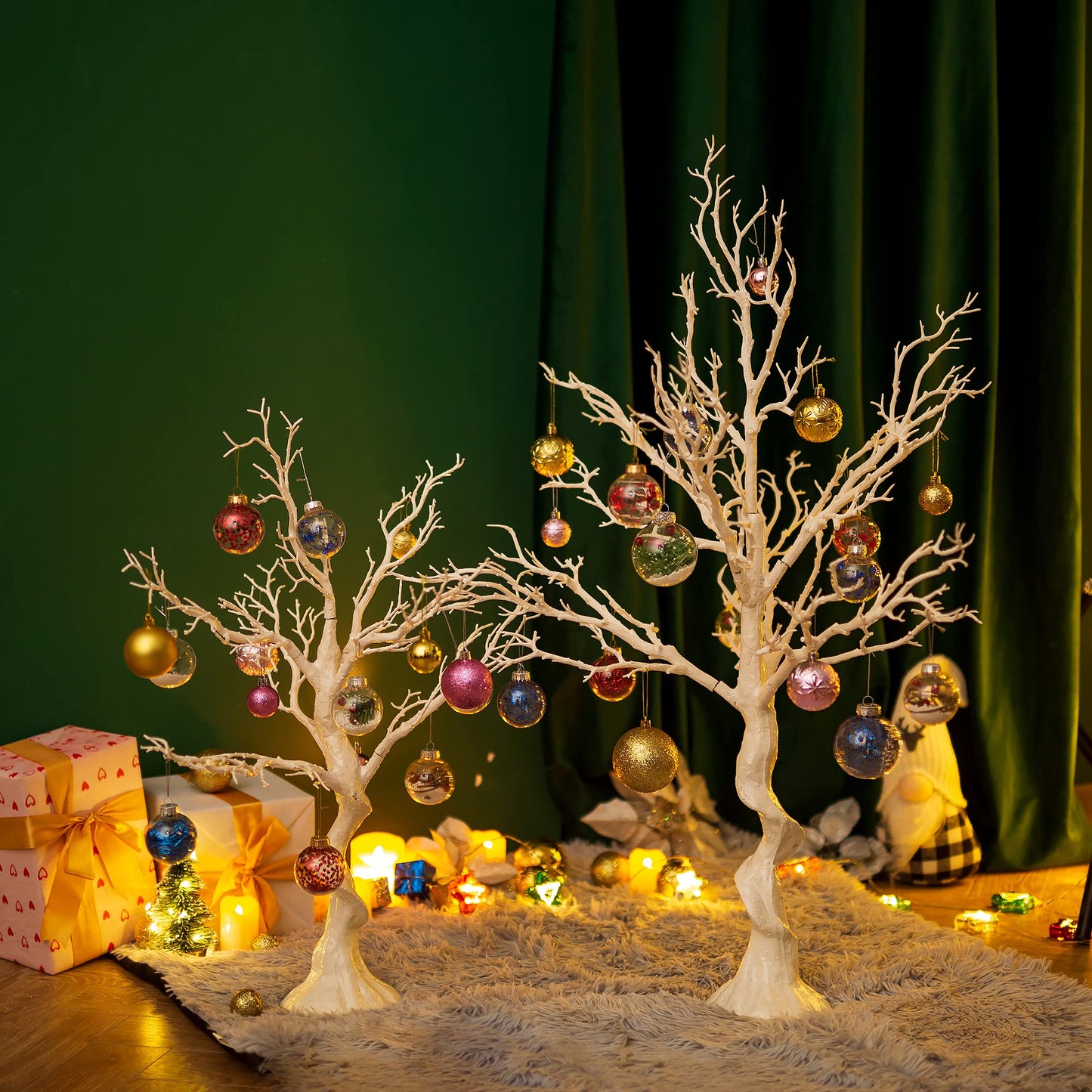 Sziqiqi Ornament Display Tree White Artificial Trees 3.4FT Tall Fake Decorative Manzanita Tree for Table Centerpiece Wedding Party Birthday Garden Christmas Decorations