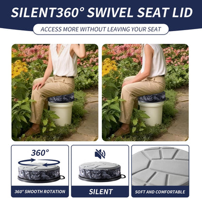 Suzicca 5 Gallon Bucket Seat with 3" Thick Seat Foam Cushion,360°Swivel Bucket Lid Seat,Silent Bucket Seats for Ice Fishing, Baseball, Gardening and Camping, Padded with Memory Foam.