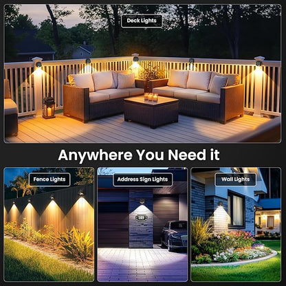 SOLPEX Solar Lights Outdoor Waterproof IP65, Solar Stair Lights Outdoor for Fence, Deck, Step, Dual Color LED 3 Lighting Modes House Wall Light for Porch, Backyard, Fence, Garden Decor-2 Pack