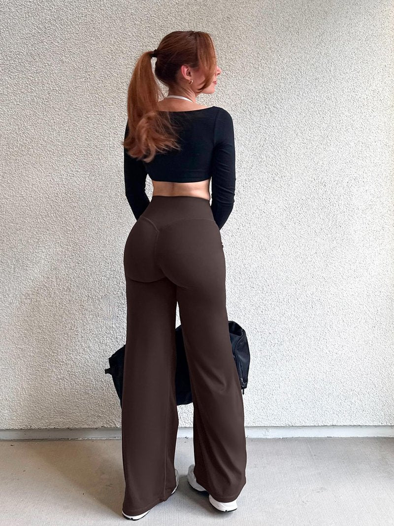 YEOREO Workout Leggings Womens No Front Seam Straight Leggings 29" High Waist Buttery Eddiy Gym Yoga Pants Dark Brown XL
