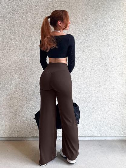 YEOREO Workout Leggings Womens No Front Seam Straight Leggings 29" High Waist Buttery Eddiy Gym Yoga Pants Dark Brown S