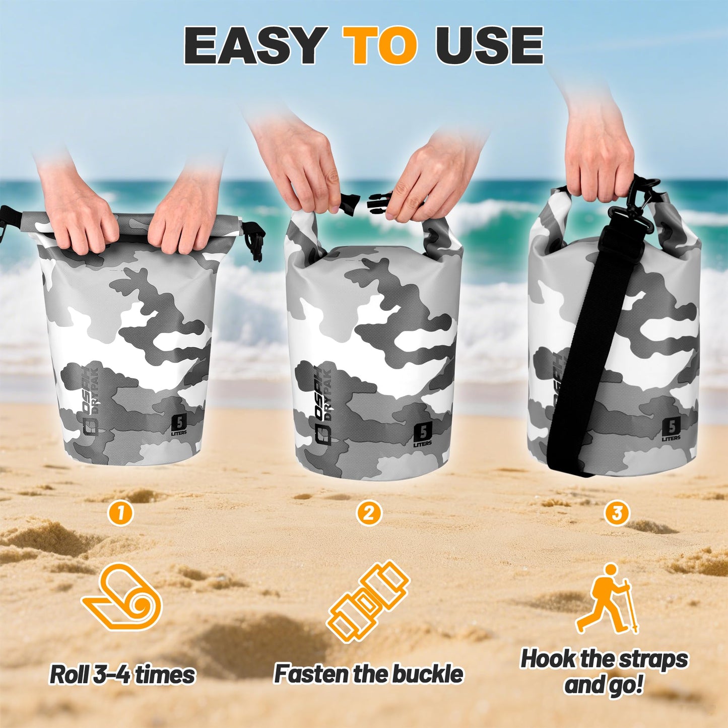 Waterproof Dry Bag, 5L/10L/20L/30L/40L Roll Top Lightweight Storage Backpack with Phone Case for Women & Men, Floating Waterproof Sack for Travel, Swimming, Kayaking, Paddle Board, Camping & Beach