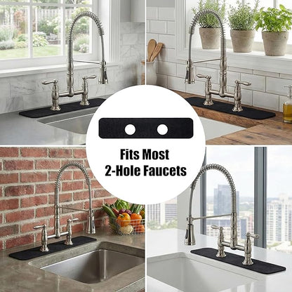 Faucet Mat for Kitchen Sink 2 Holes: 23.5’’Lx4.5’’W Splash Guard Fits 8 Inch