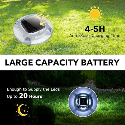 AGPTEK Solar Driveway Lights Outdoor 1 Pack, 2 Color Modes LED Deck Dock Marine Waterproof Driveway Marker Lights for Step Sidewalk Stair Garden Pathway Walkway Yard (Warm White/Cool White)