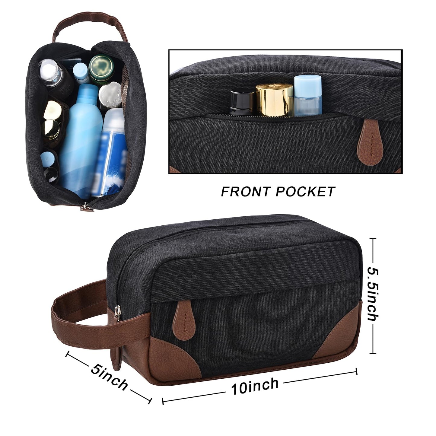 Litvyak Duffle Bag for Travel, 50L Canvas Travel Duffel Bags Overnight Weekend Gym Carry On Luggage Bag for Men & Women(Black+Toiletry Bag)