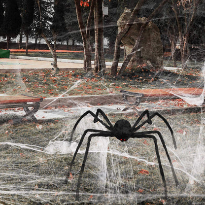 Halloween Giant Spider 6.6 Ft, Libay Outdoor Halloween Decorations Large Fake Hairy Spider Scary Furry Spider Props Outside Yard Creepy Decor, Black