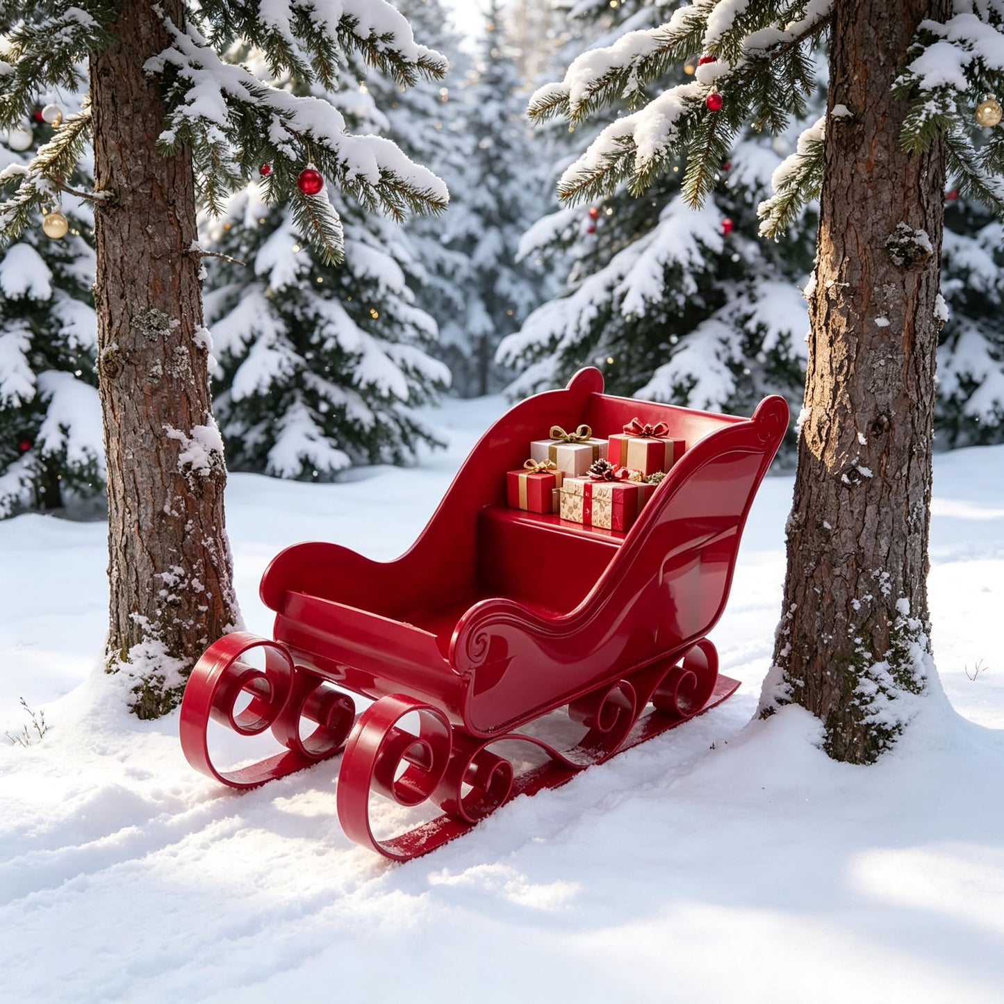 Christmas Sleigh Decor, Mini Sled Ornament Xmas Candy Tray Platter Dish Classic Sleigh for Holiday Outdoor Tabletop Sleighs