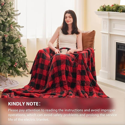 Homemate Electric Blanket Heated Queen Size - 84“x90“ Ultra Soft Cozy Flannel Heating Blanket with 10 Fast Heat Levels 8 Hours Auto Off Over-Heated Protection ETL Certification Keep Warm in Home