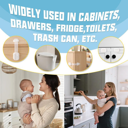 Baby Safety Strap Locks 10 Pack - Cabinet Locks Baby Proofing for Baby Proofing Cabinets & Drawers, Child Proof Cabinet Locks, Fridge Lock & Oven Lock Child Safety, Adjustable No Drill, White