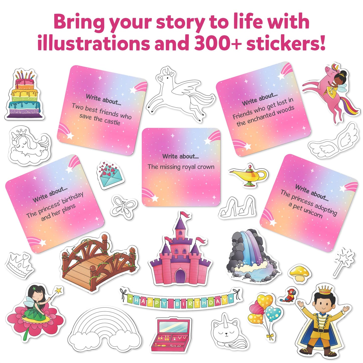 Skillmatics Storybook Art Kit - Create Fairytale Stories, DIY Craft & Writing Kit with 300+ Stickers, Scrapbooking & Journal Activity, Gifts for Kids Ages 5, 6, 7, 8, 9, 10