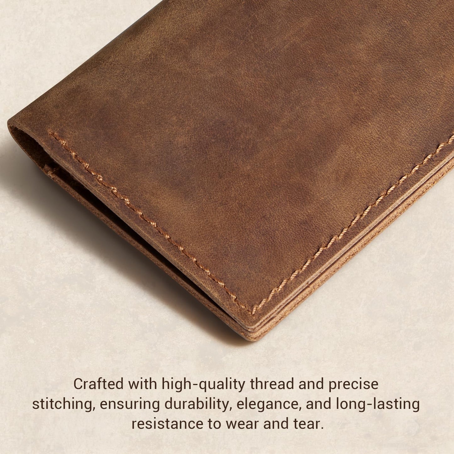 CoBak Genuine Leather Checkbook Cover – RFID Blocking, Luxury Handcrafted Design, Slim & Durable Organizer for Personal & Business Checks.Genuine Leather Brown