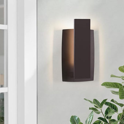 LamQee Modern Outdoor Wall Lights for House LED Integrated, Aluminum Outdoor Porch Light Fixture Wall Mount, 3000K 10W Exterior Wall Sconce Lighting Patio Front Door Garage Indoor, Brown