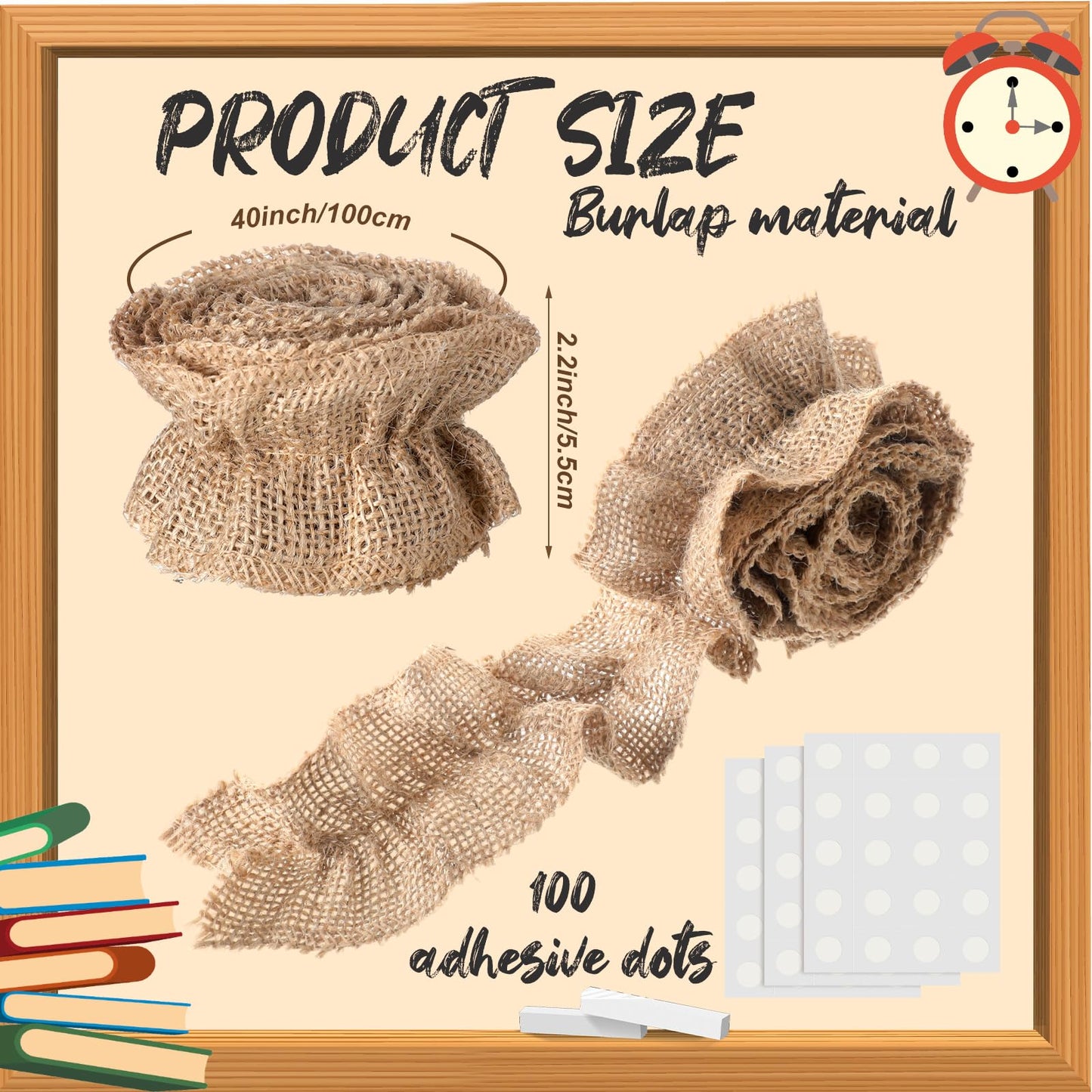 Fanfanwin 8 Rolls Burlap Ruffled Bulletin Board Borders for Classroom Decor Farmhouse Burlap Bulletin Board Trim DIY Crafts for Classroom Home Decoration, 2.2 x 40 Inch
