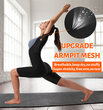QZSH Women Sauna Suit Sweat Shirt Slimming Vest Hot Top Jumpsuit Shapewear,Armpit and Crotch Mesh（BH7008-01-XL）