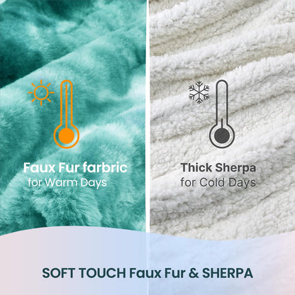 Electric Heated Blanket 50"x60",Luxury Grey Faux Fur Electric Throw Blanket,Fast Heating Soft Fluffy Thick Electric Blanket with 6 Heating Levels & 12H Auto Off