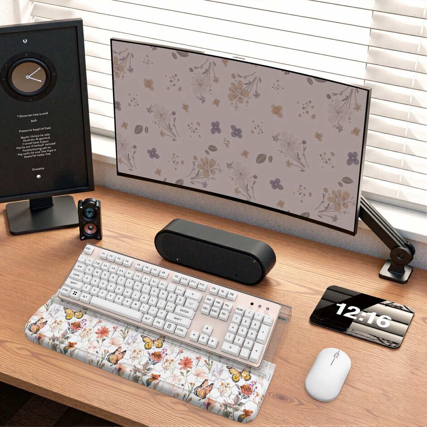 AnyShock 2 in 1 Acrylic Computer Keyboard Holder with Soft Wrist Rest, Butterfly Keyboard Wrist Pad, 3-Level Height Adjustment for Ergonomic Typing, Wrist Rests for Office (White)