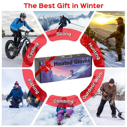 Acroutro Heated Gloves for Men&Women, 5-Temp Settings Camouflage Rechargeable with 7.4V 6400mAh Rechargeable Battery, Waterproof Touchscreen Winter Gloves for Skiing,Motorcycle, Work, Hunting（L）