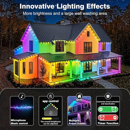 LITSOUL 200FT Permanent Outdoor Lights for House Waterproof, Smart RGB Eave LED Lighting with 16 Million Colors, IP67 Outdoor Strip Lights for Christmas Halloween Holiday Daily Decorations (200FT)