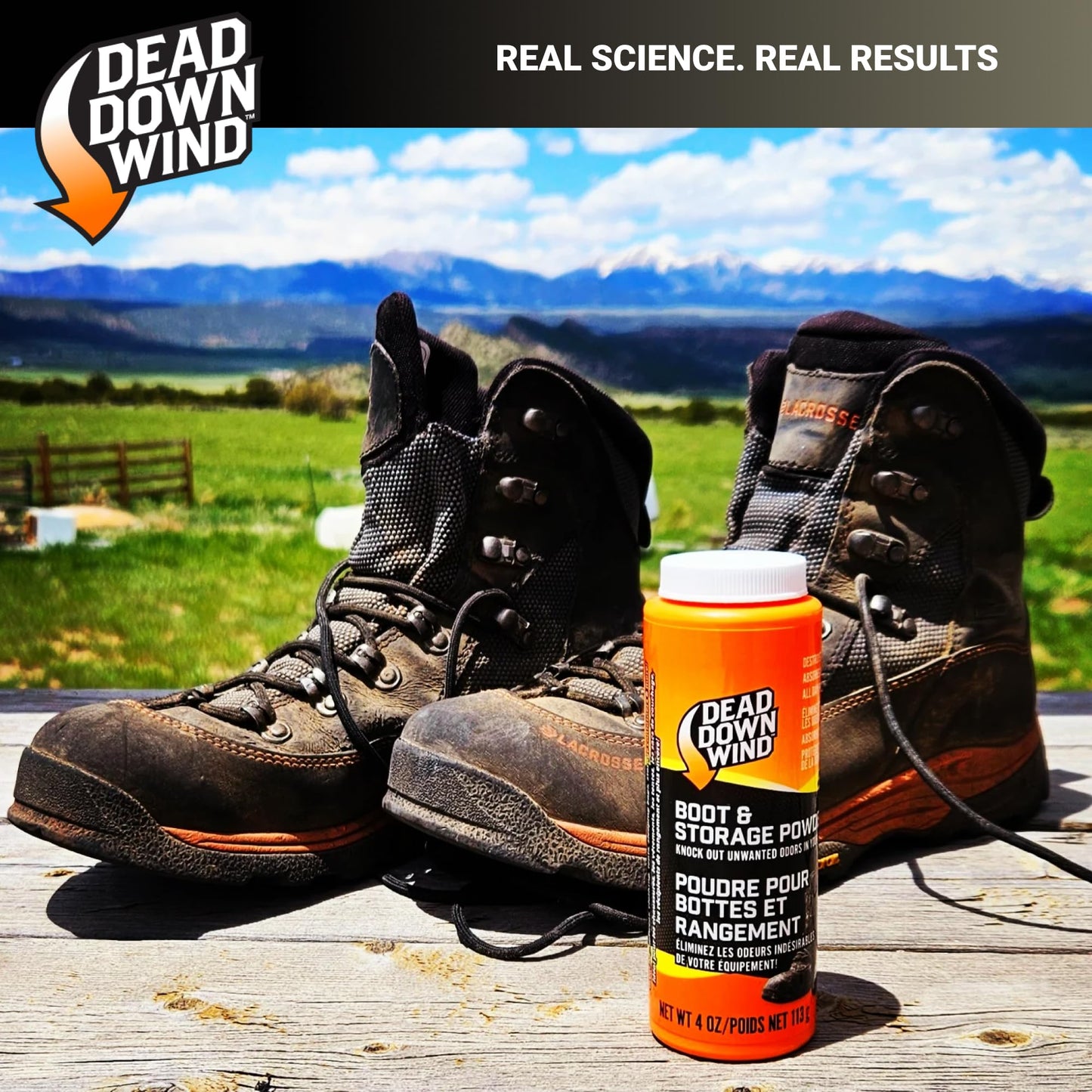 Dead Down Wind Boot and Storage Powder | 4 Oz Bottle | Hunting Accessories | Helps With Odor for Hunting Boots, Gear, Storage Bags + Clothes | Scent Management Foot Powder