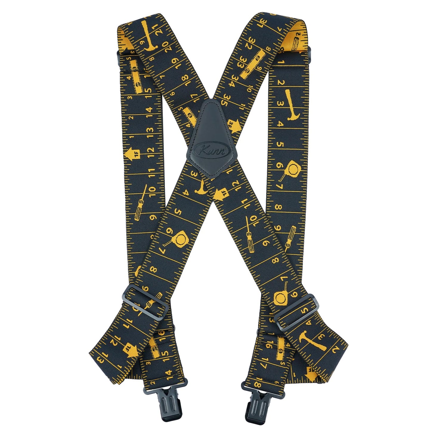 KUNN Men's Suspenders Heavy Duty 2 Inch Side Clip Adjustable Elastic Braces Truck Style Work Suspender,Black Rule