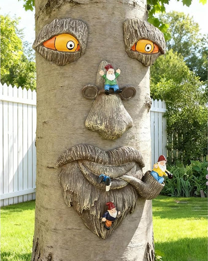 Tree Faces Decor Outdoor, face for Tree Decorations Art Garden Statues,Yard Art Clearance,Whimsical Yard Decor,Whimsical Outdoor Garden,Gardening Gifts,Halloween,Huggers,Funny,Scary,gnome