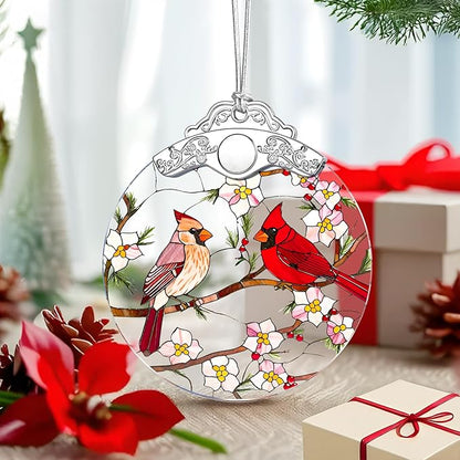 Cardinal Ornament – Christmas Decoration & Christmas Ornament; Stained Glass Holiday Decoration (Holiday Present, Bauble Present, Gift Idea, Gift Exchange) | Heirloom Keepsakes