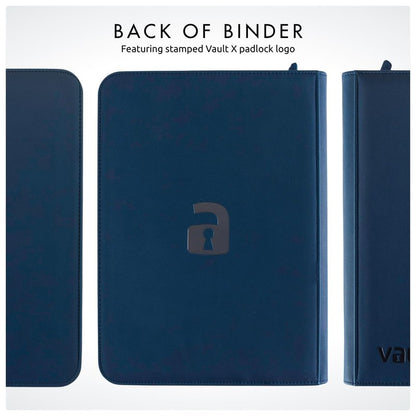 Vault X 4 Pocket Zip Binder, 160 Cards, Exo-Tec Material, 20 Side-Loading Pages (Blue)