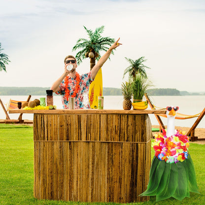 Silicherry 3 Pcs Hawaiian Goose Outfit, 23'' Porch Lawn Luau Goose Statue Clothes Grass Skirt Costume for Tropical Summer Patio Yard Outdoor Decoration