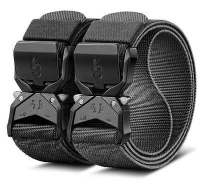 KEMISANT Men Tactical Belt,Stretch Nylon Belt Adjustable for Rigger Military Heavy Duty Work 1.5"-Quick Release(Black/Light Gray,28"-32" Waist Adjustable)