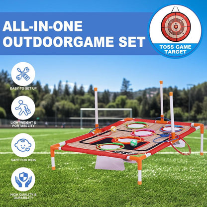 Bean Bag Toss & Ball Toss & Ring Toss,5-in-1 Outdoor Toys for Kids,Family Games for Kids and Adults,Gift for Christmas and Birthday