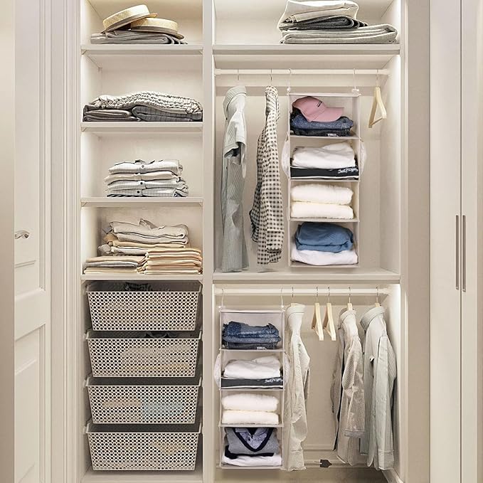 MAX Houser 4 Tier Shelf Hanging Closet Organizer, Space Saver, Closet Hanging