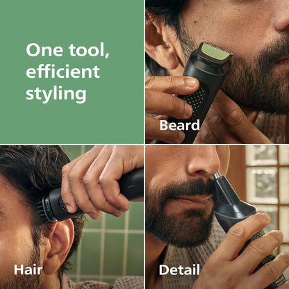Norelco Philips Multigroom 3000 Series, All-in-One Trimmer, Beard Trimmer and Hair Clipper, 15-Piece Men's Grooming Kit for Head, Beard, Face, Nose, Ears, No Blade Oil Needed, Soft Pouch, MG3770/40