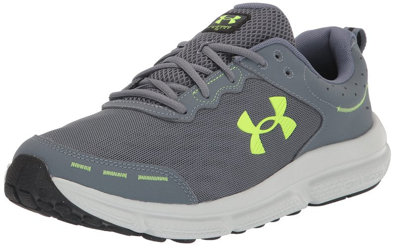 Under Armour Men's Charged Assert 10 Shoes, (101) Gravel/Gravel/Lime Surge, 11 X-Wide