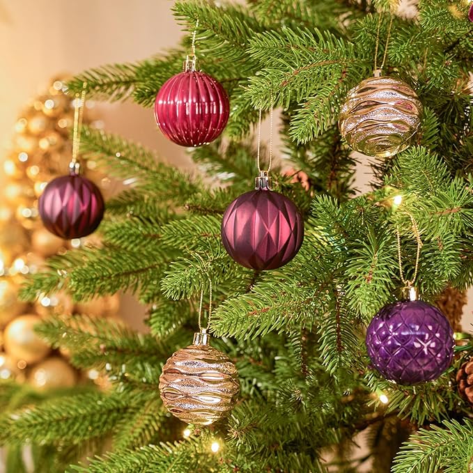 JORNOY Blue and Silver Christmas Tree Ornaments - 2.36inch/60mm Shatterproof Ornaments for Christmas Tree Set Plastic Decorative Hanging Balls Ornaments for Xmas Tree Decorations, 40ct (Jewel Tone)