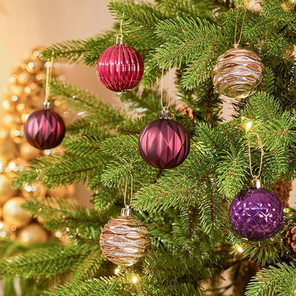 JORNOY Blue and Silver Christmas Tree Ornaments - 2.36inch/60mm Shatterproof Ornaments for Christmas Tree Set Plastic Decorative Hanging Balls Ornaments for Xmas Tree Decorations, 40ct (Jewel Tone)