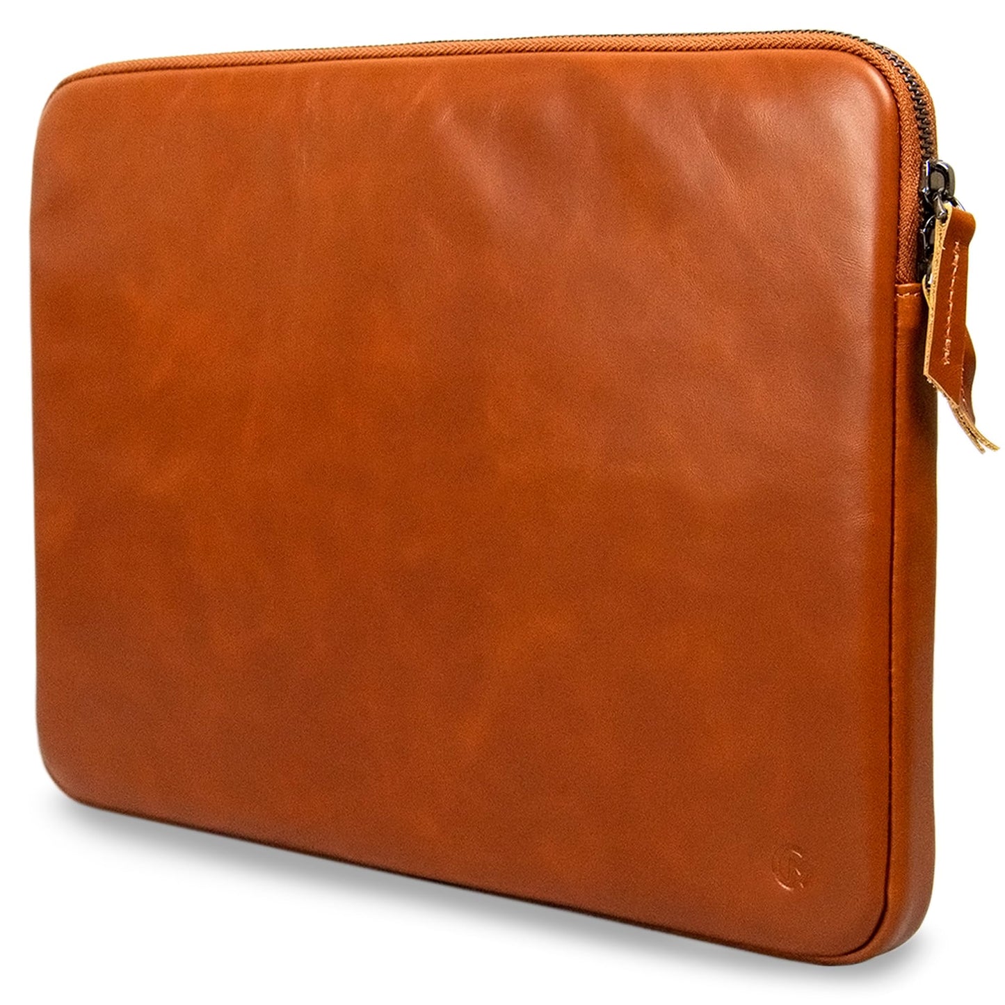 Casemade Real Leather Laptop Case/Zipped Folio Bag with Inner Pocket & Wool Lining Compatible with Apple MacBook, HP, Dell, Asus, Levovo (14 Inch - Tan)