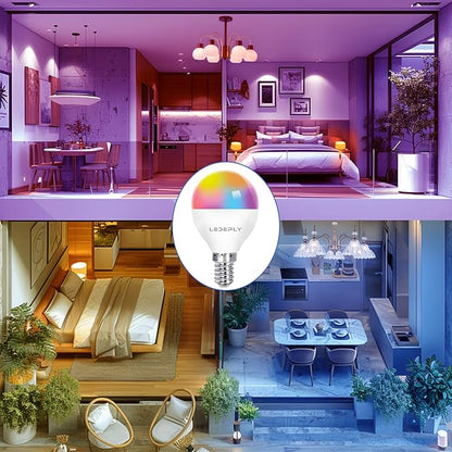 5W=40W, LED Smart Bulb, A15 Globe Shape, Compatible with Alexa, Google Home, E12, Dimmable, WiFi, Color Changing, Tunable White 2700K-6500K, G45 Ceiling Fan Light Bulbs, 1 Pack, No hub Required
