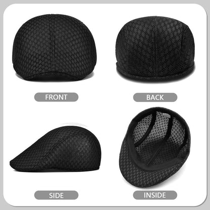 Xinveen 2 Pack Men's Mesh Cap Breathable Summer Newsboy Hat Beret Ivy Cap Irish Hiking Fisherman Hats