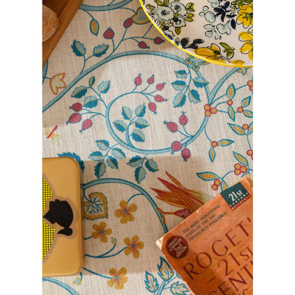 patdrea Designer Yellow French Spring Summer Tablecloth,Rustic Linen Floral Birds Pattern Table Cloth for Square Tables,Decor Table Cover for Kitchen Dining Holiday Banquet,Christmas,55"*55"