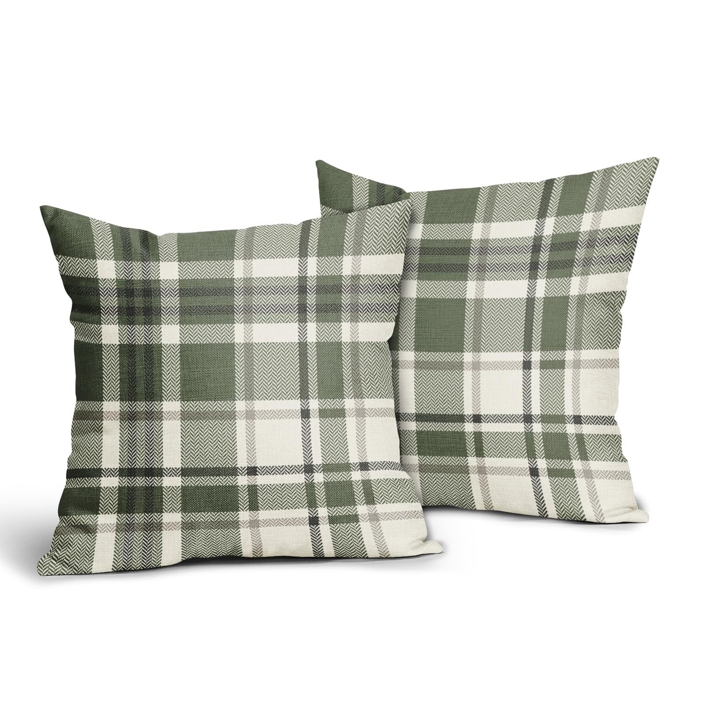 Sage Green Plaid Pillow Covers 18x18 Set of 2 Spring Buffalo Checkered Decorative Tartan Pillowcases Christmas Holiday Seasonal Outdoor Rustic Farmhouse Throw Cushion Case Decor for Couch Sofa Bed