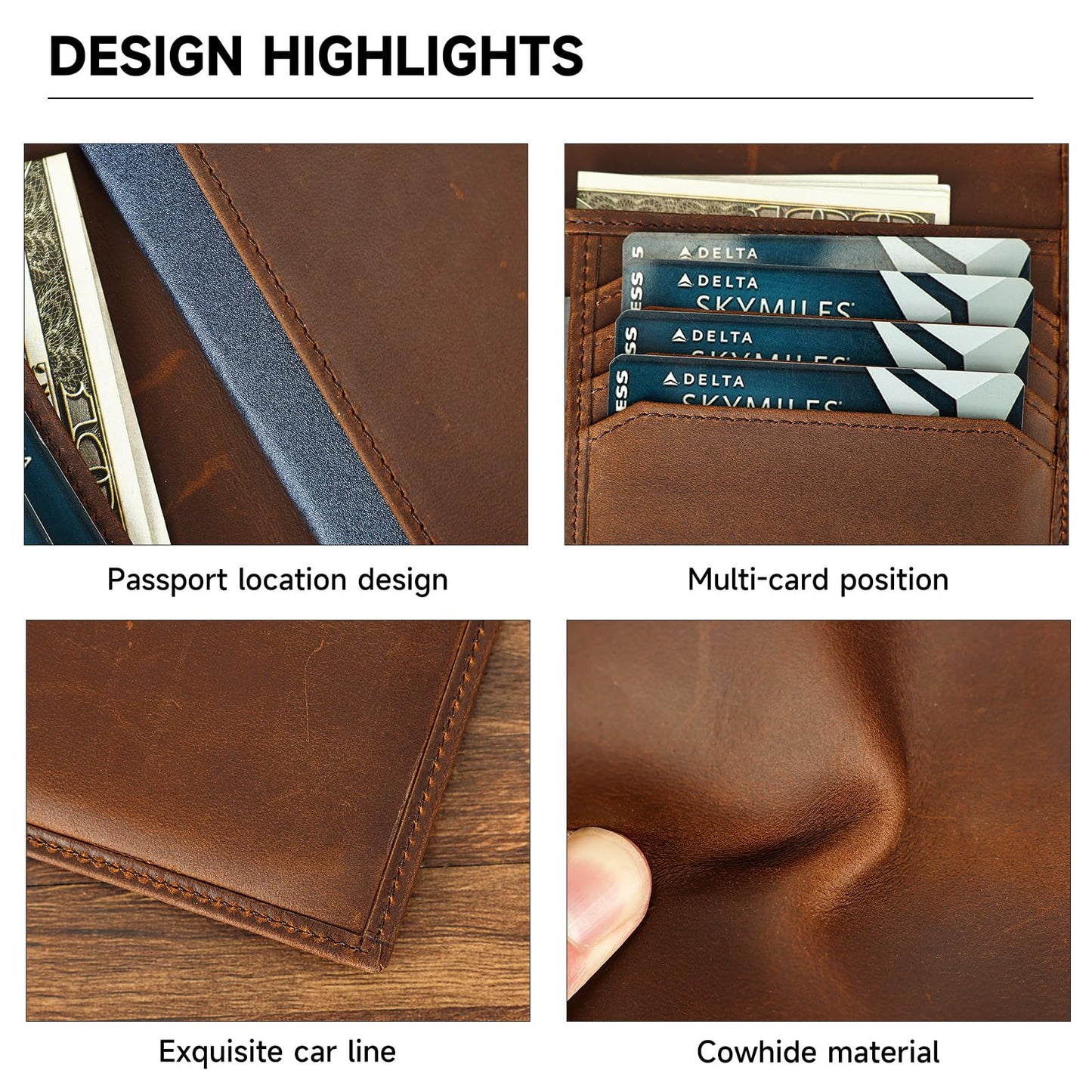 Genuine Leather Passport Holder Handmade Passport cover Lightweight Travel Bifold Passport coffee