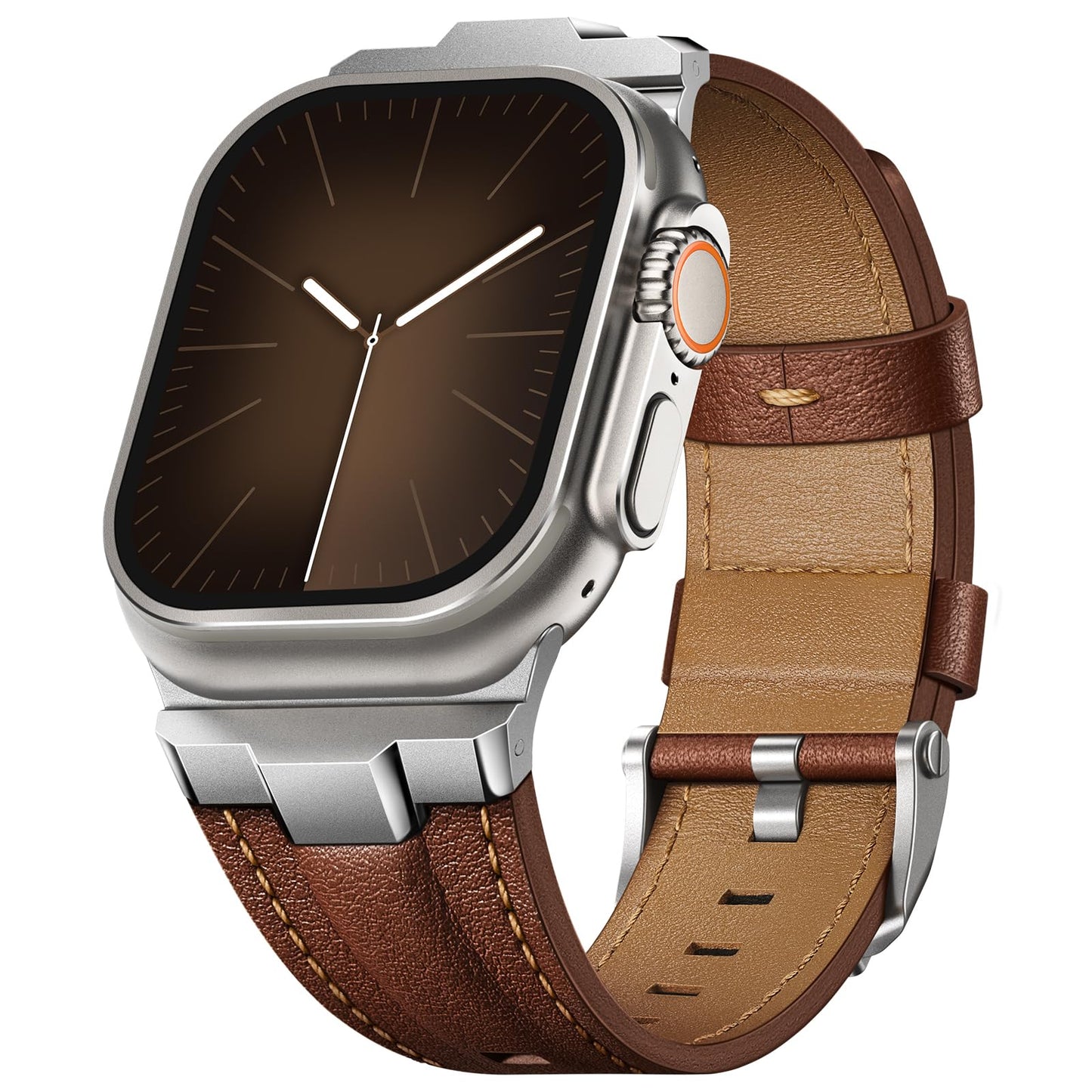 Leather bands Compatible With Apple Watch Ultra Band 42mm 44mm 45mm 46mm 49mm, Superior Genuine Leather Rugged Metal Clip Durable Strap for Women Men iWatch Ultra 10 9 8 7 6 5 4 3 SE