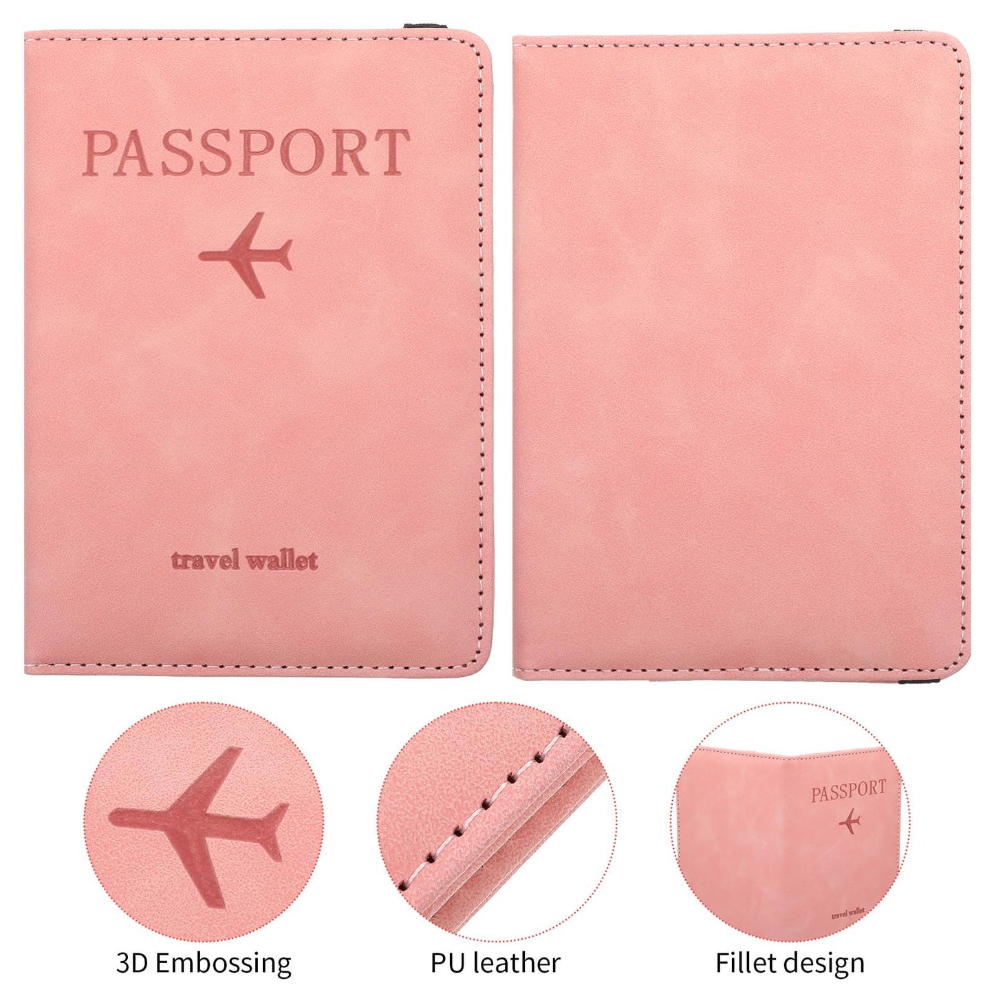 4 PCS Passport Holder Cover Combo Leather Passport Holder Combo with Vaccine Card Slot Passport Cover Passport Case Cover Protector PU Travel Documents Organizer for Women and Men Passport Wallet